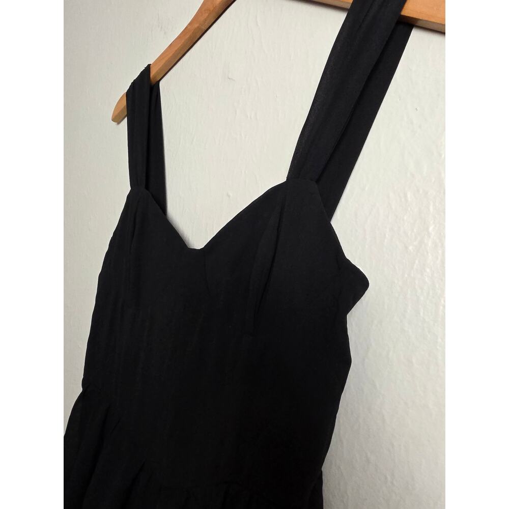 Lulus Carlynda Black Tiered Bustier Chiffon Basque Waist A Line Maxi Dress M - Picture 10 of 14